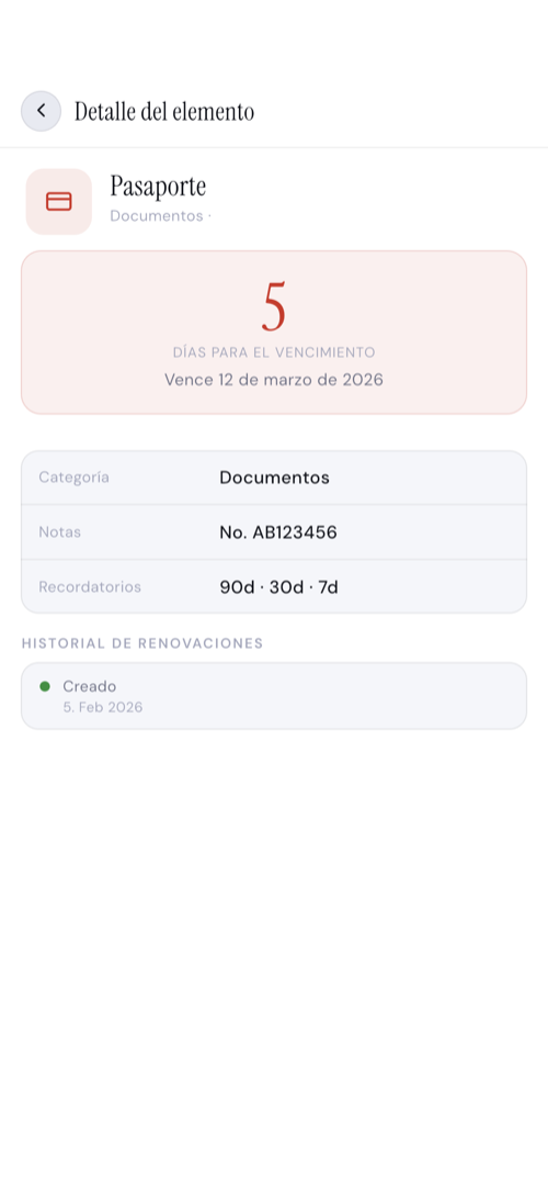 Detalle del elemento