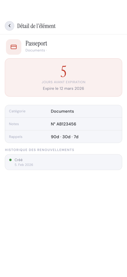 Détail de l'élément