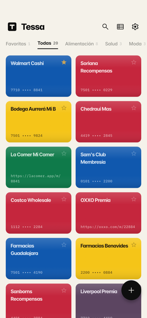 Cuadrícula de tarjetas