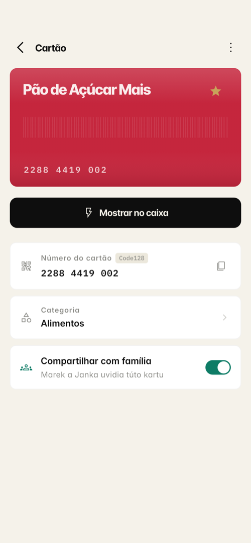 Detalhe do cartão