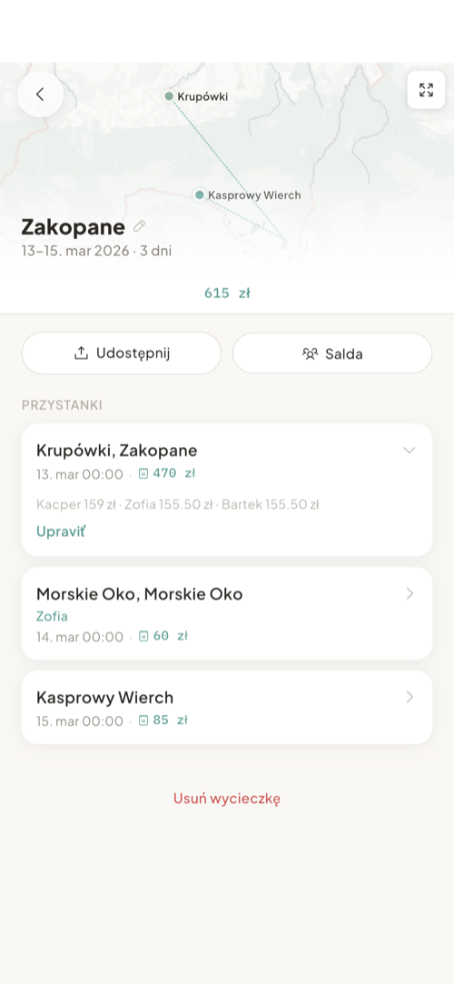 Szczegóły podróży